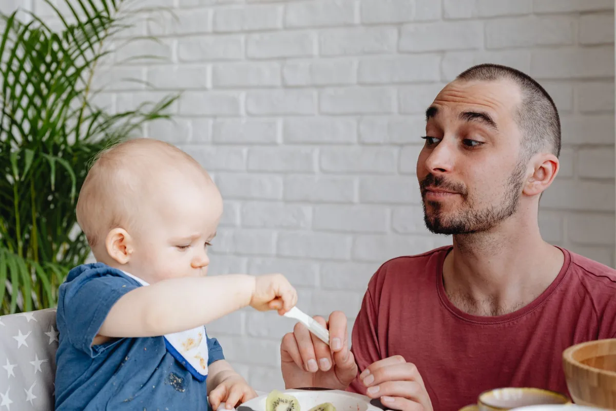 A baby being fed