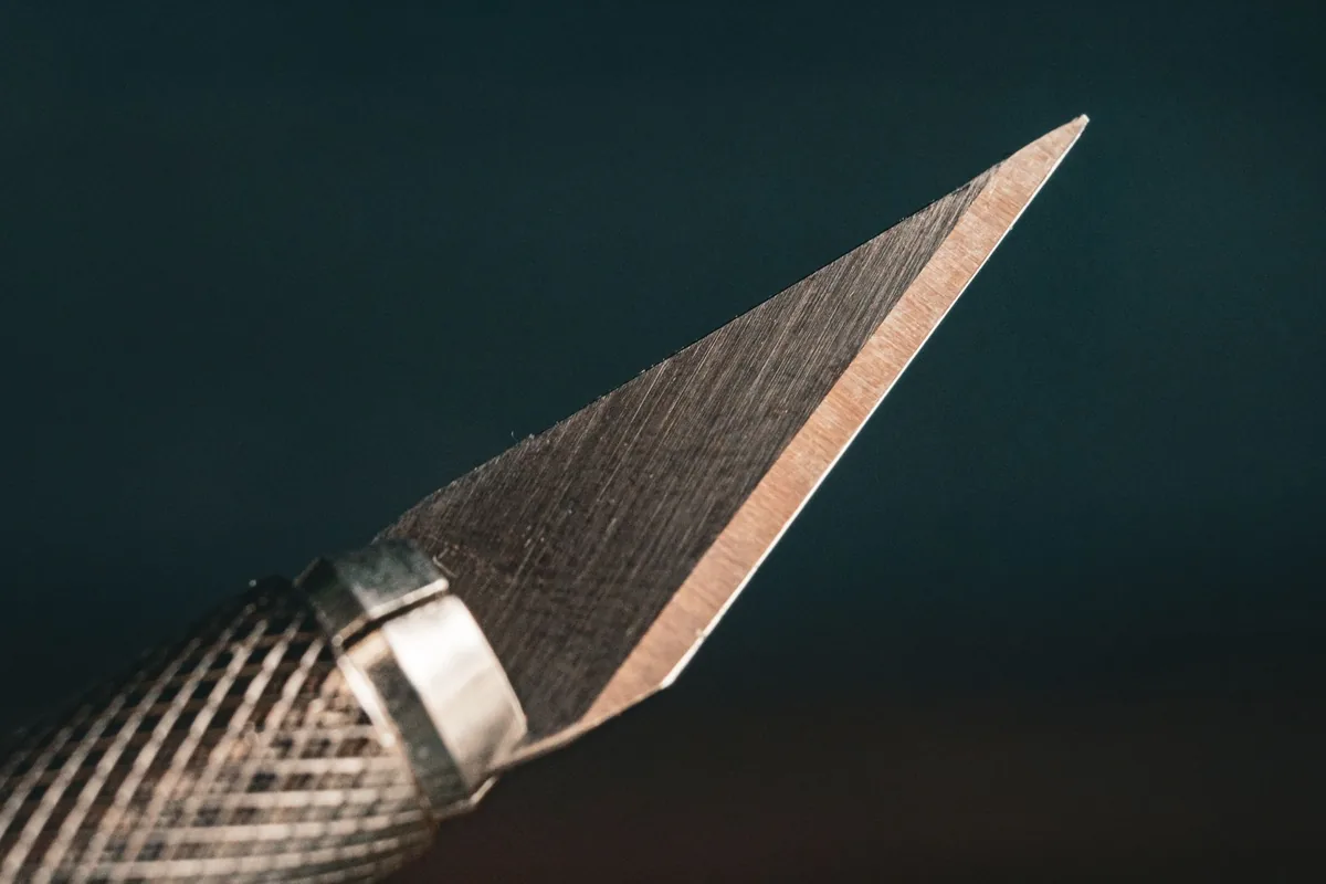 A blade spine close up