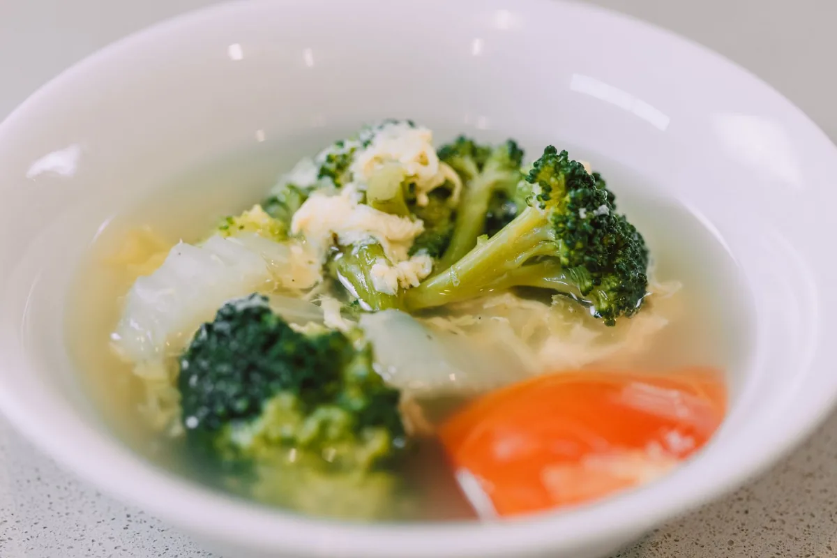 A bowl of vegetable soup