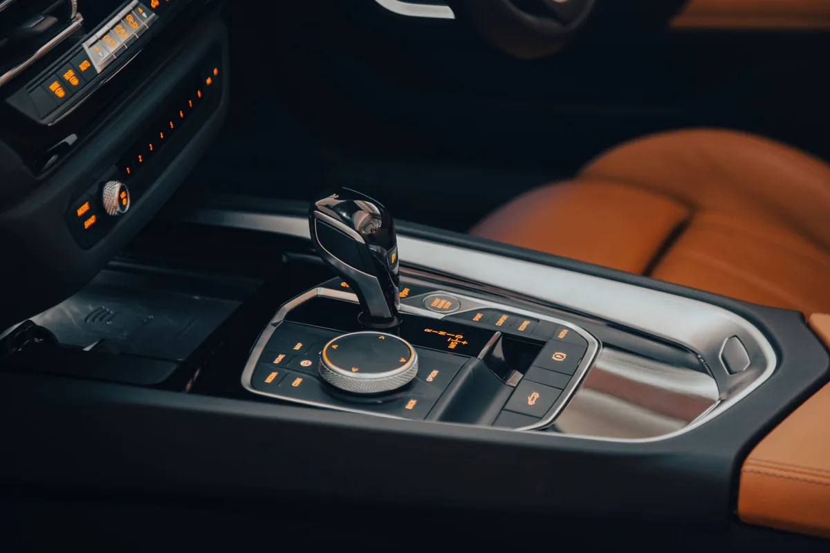A car interior at dusk