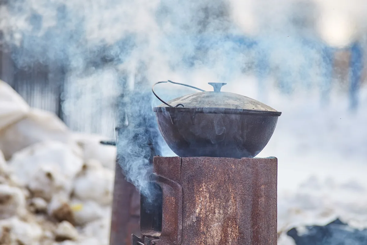 A cast iron pot on a hob