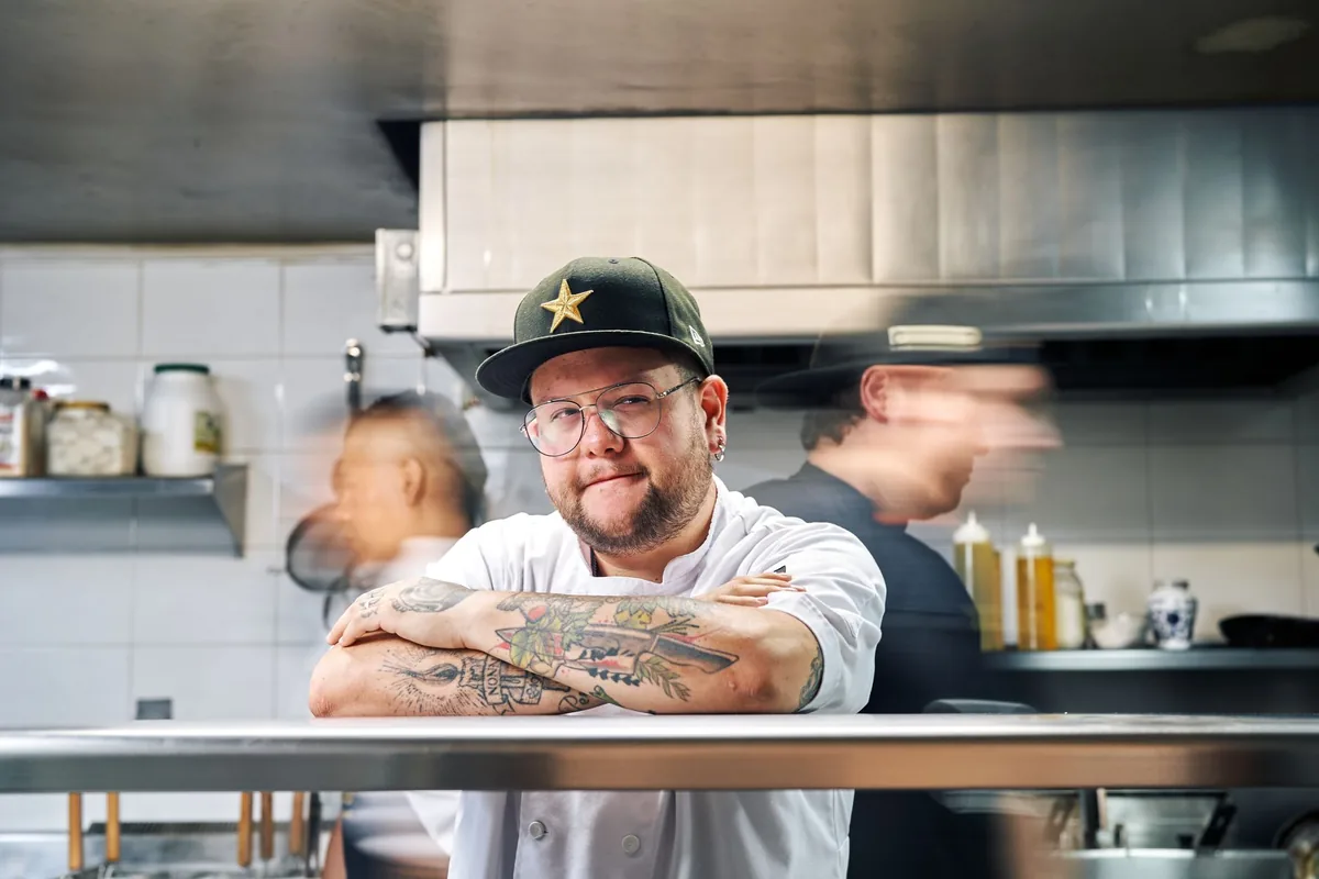 A chef working at speed