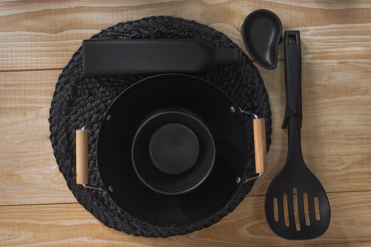 A clean empty frying pan
