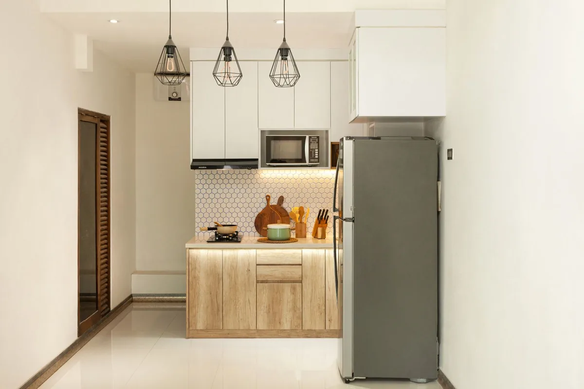 A compact apartment kitchen