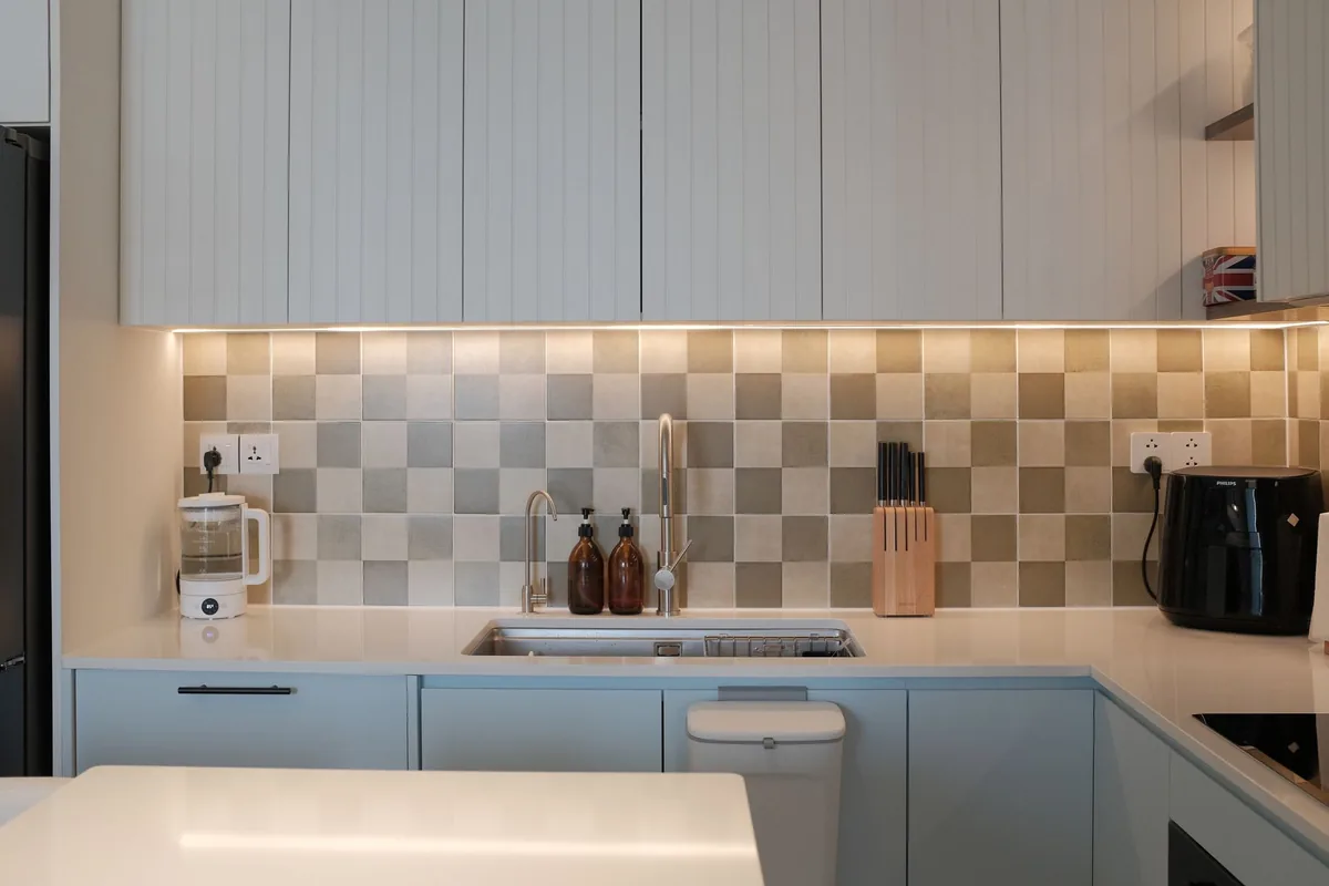 A countertop appliance running