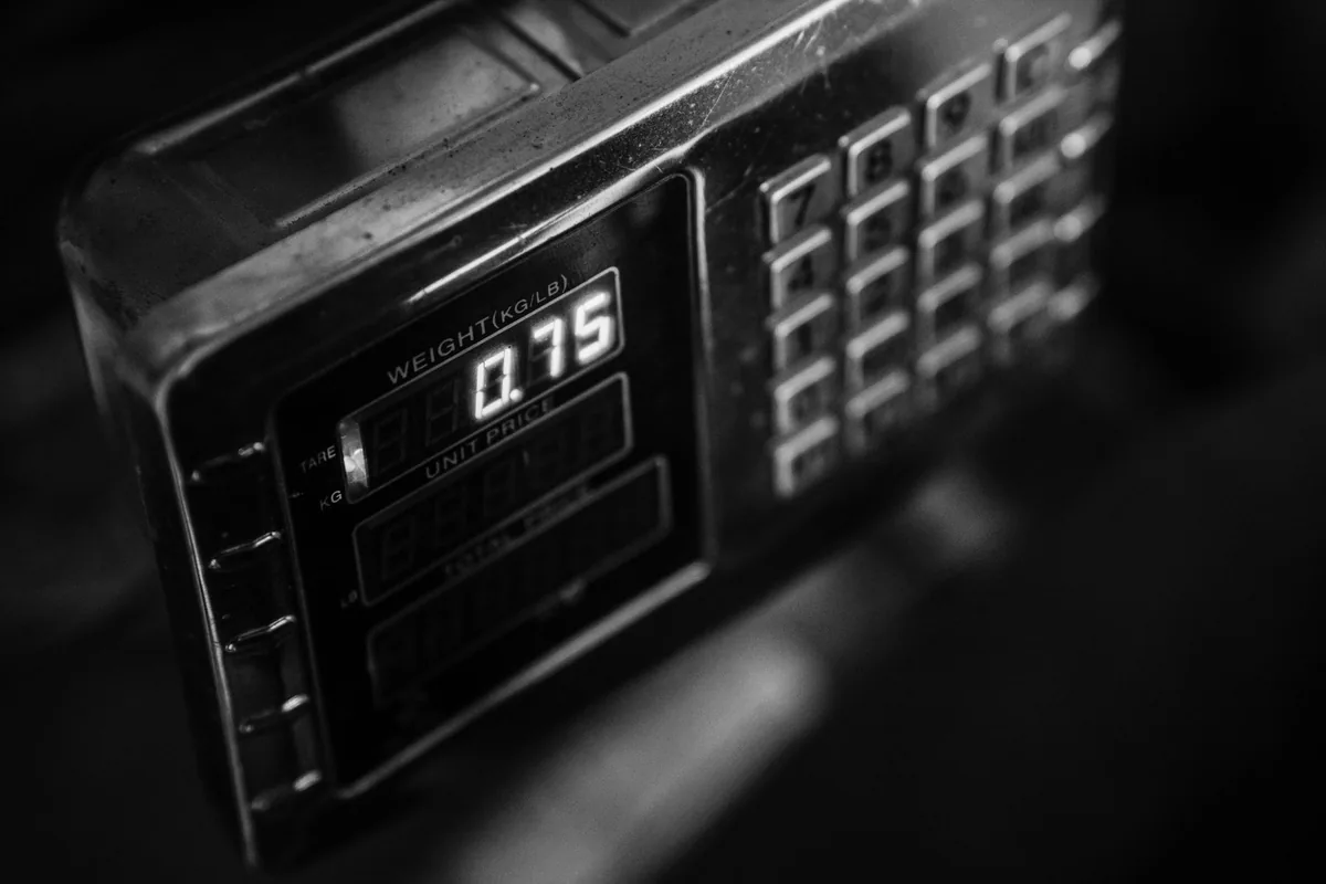 A digital display reading