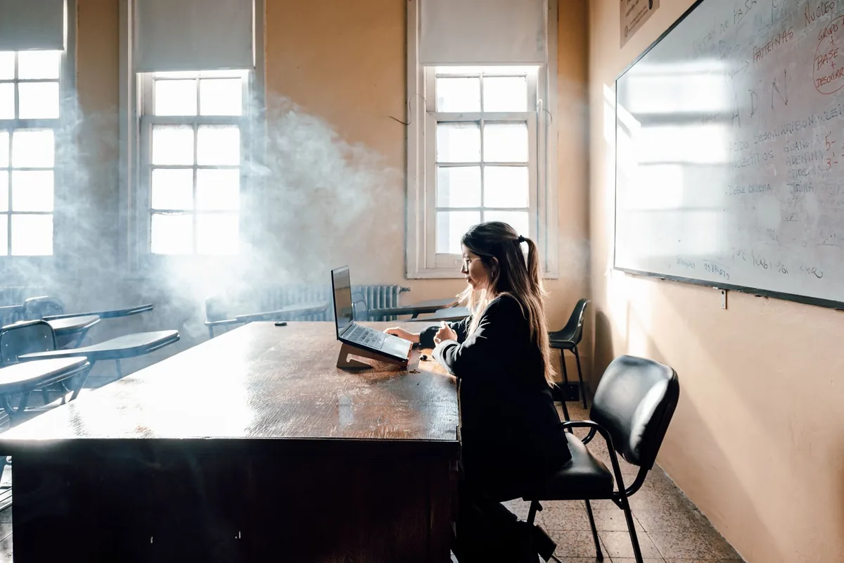 A dorm room desk