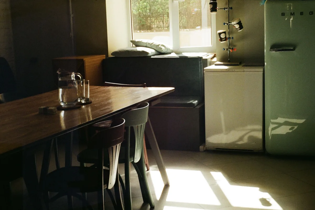 A glass pitcher in a fridge