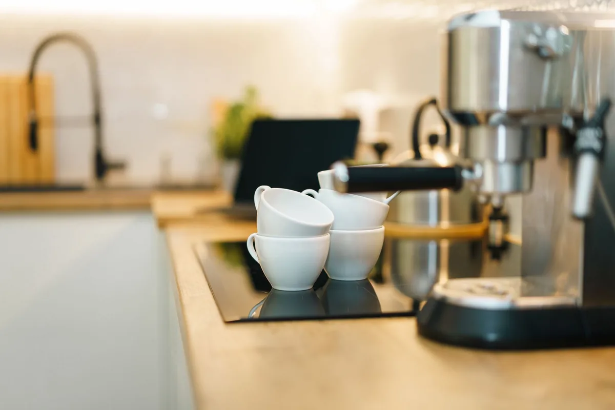 A home espresso setup on a counter
