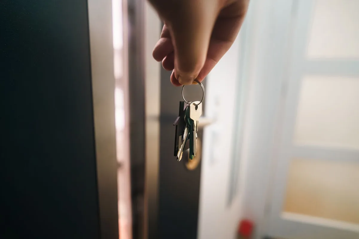 A keyring in a hand