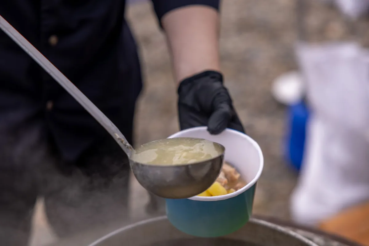 A ladle of soup