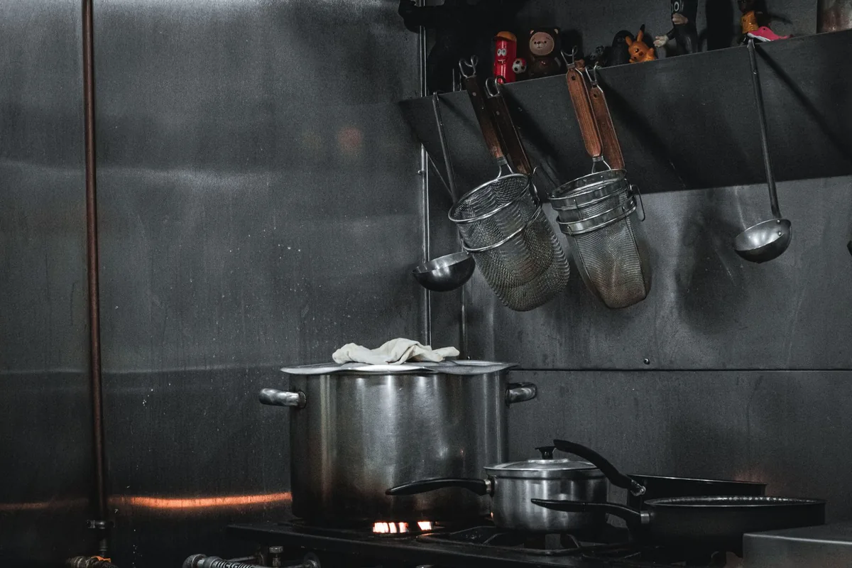 A stainless steel pot