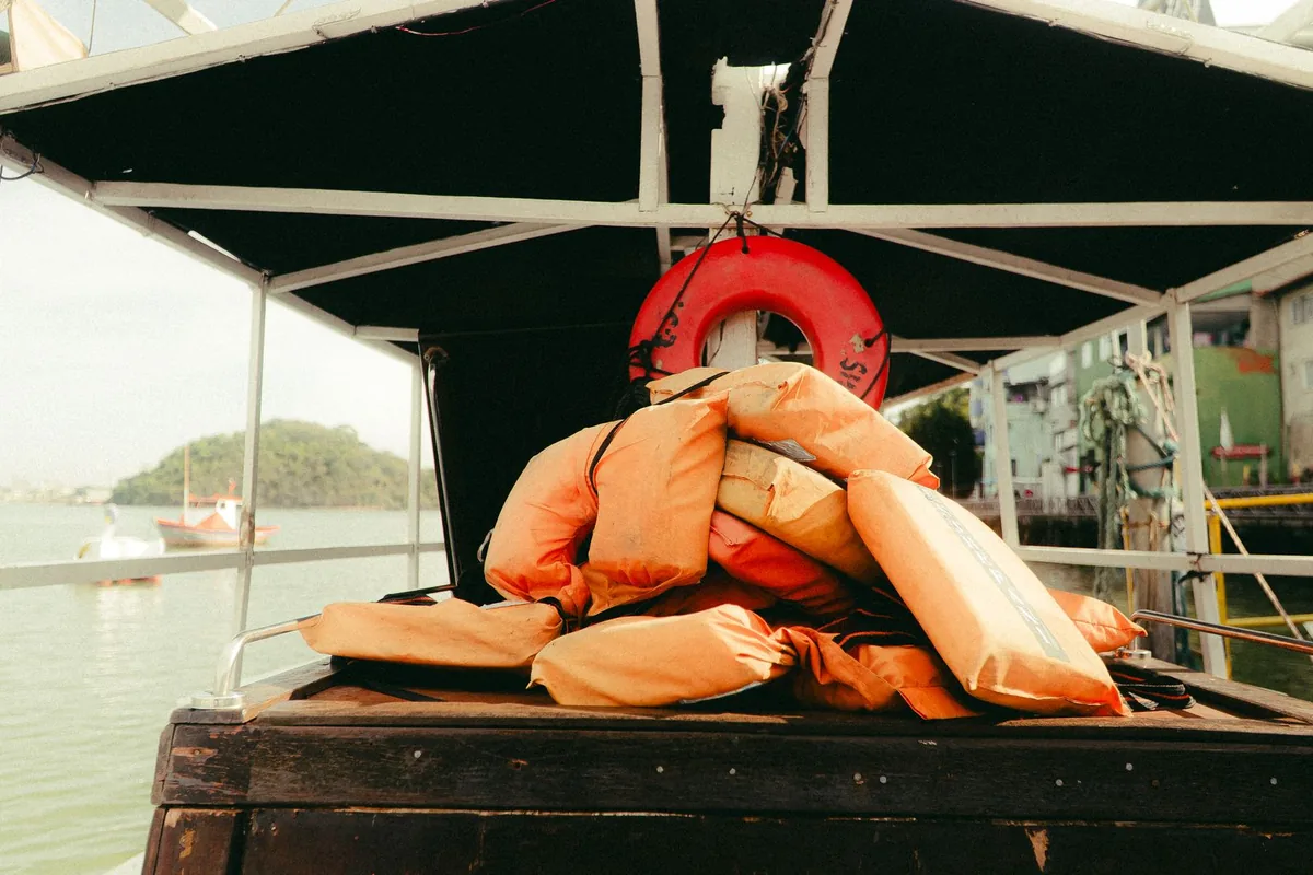 A life jacket on a deck