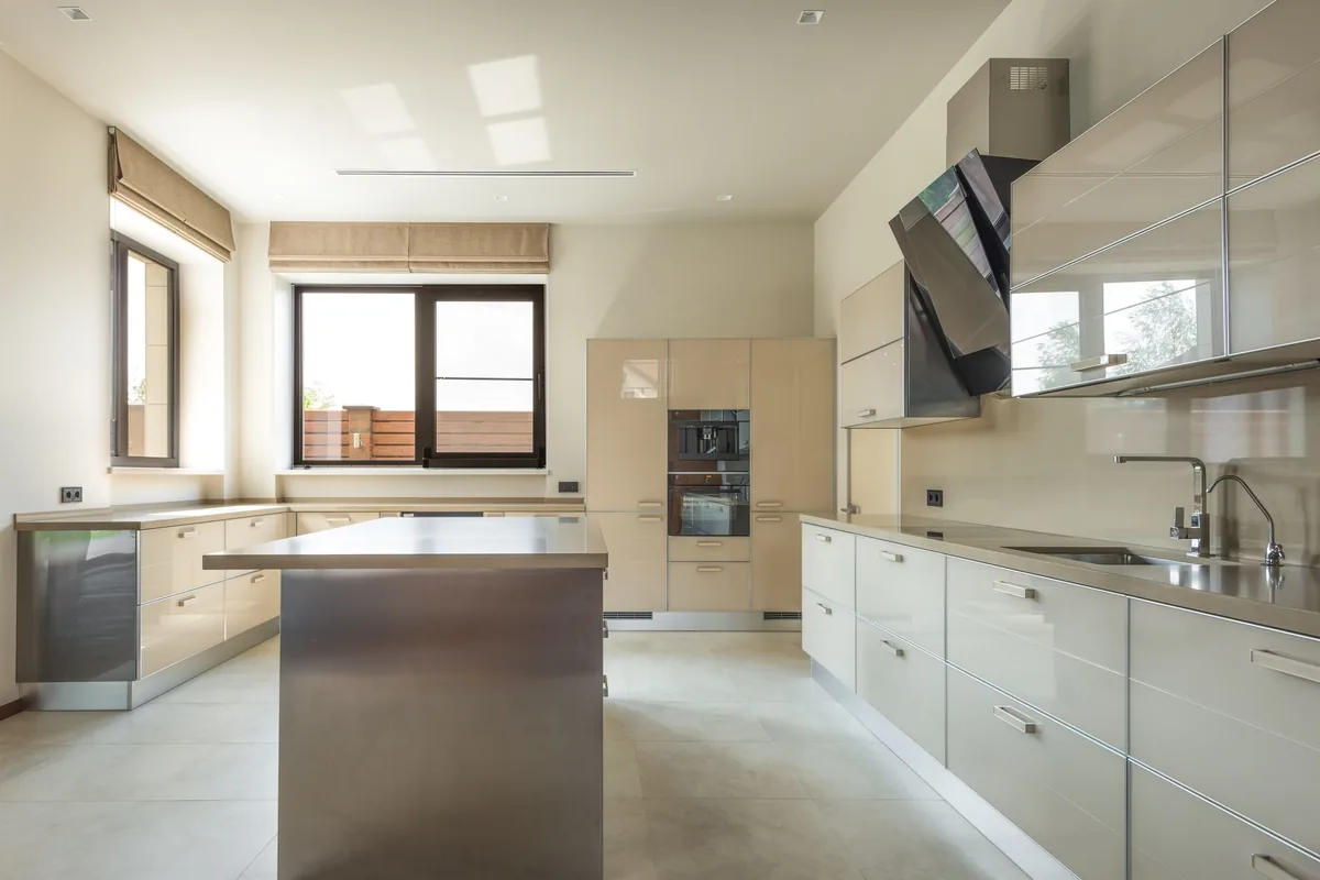 A narrow kitchen counter
