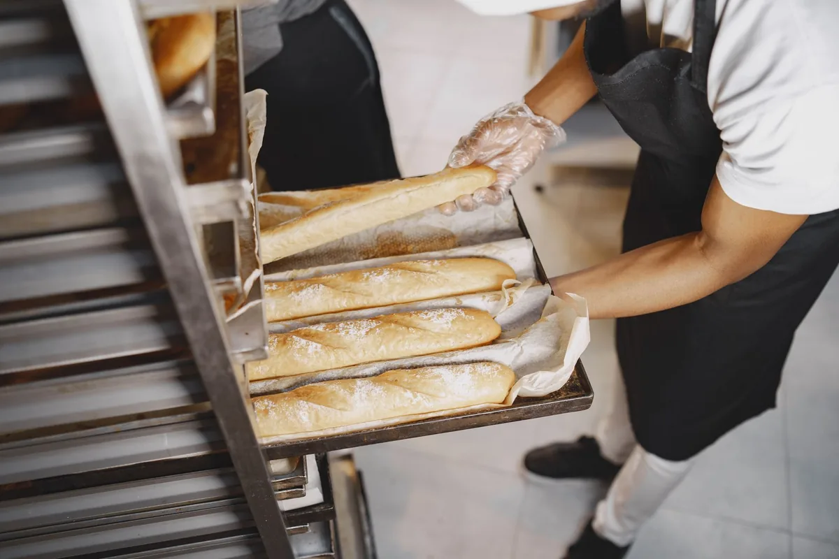 A pan going into an oven