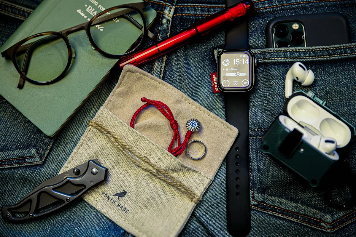 A pocket knife on denim