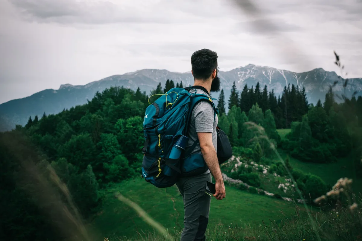A packed rucksack
