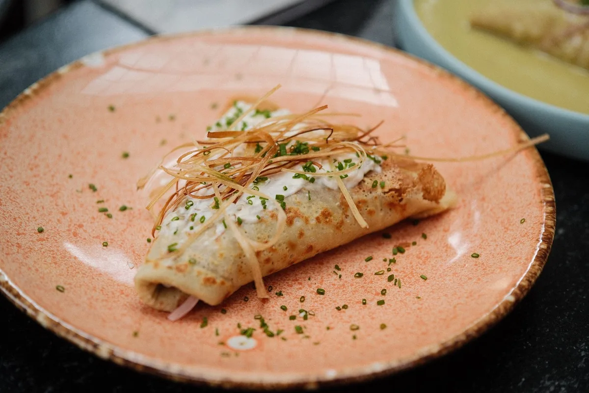 A savoury galette with egg