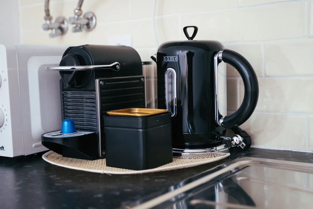 A small apartment kitchen counter