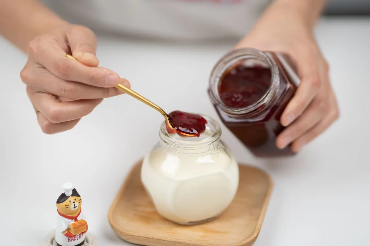 A spoonful of creamy yogurt