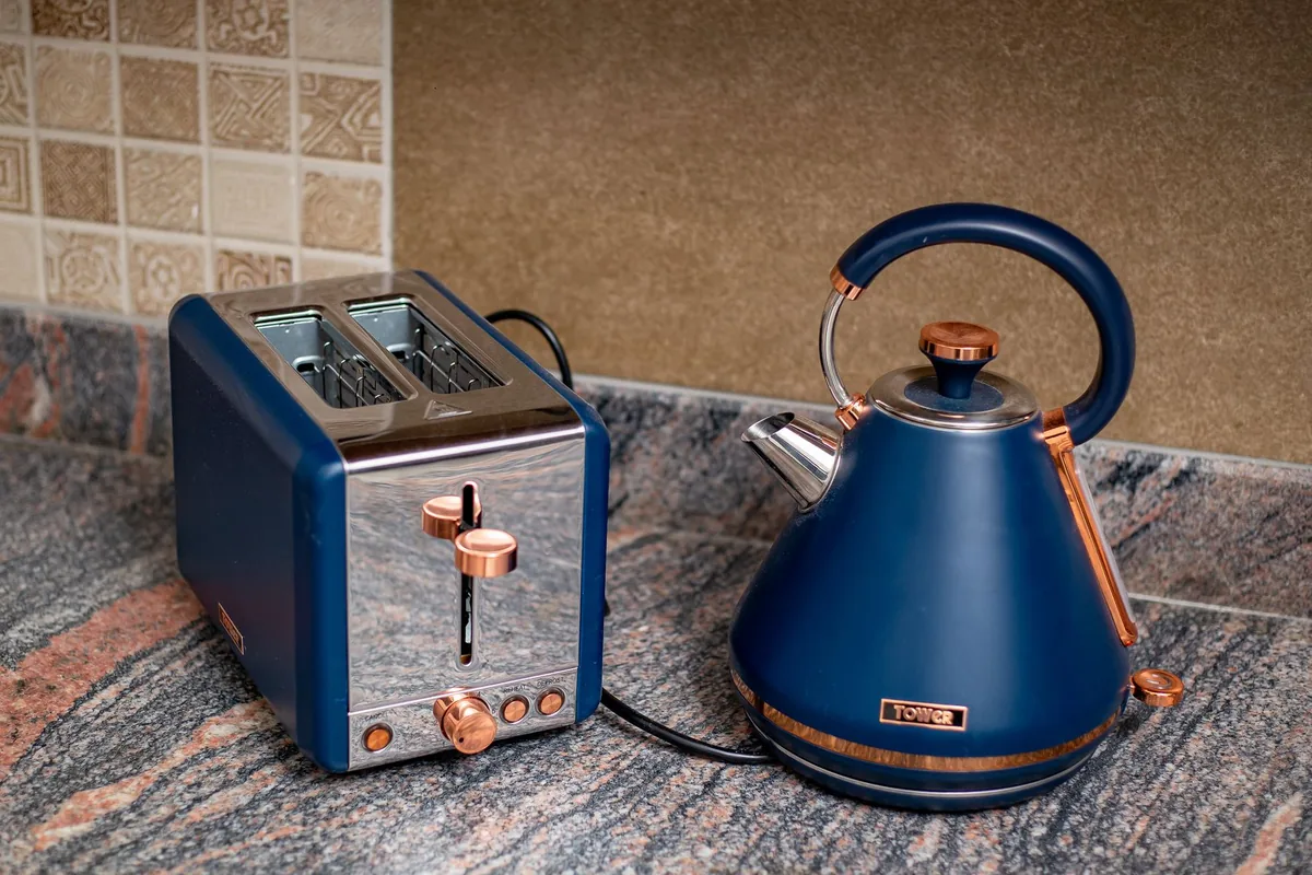 A stainless steel toaster