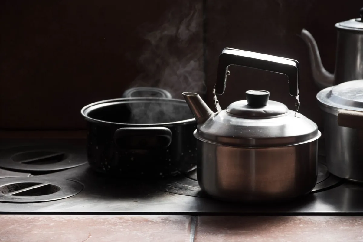 A steaming pot on a hob