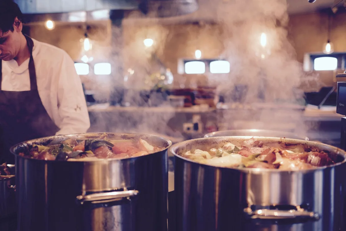 A stew simmering in a pot