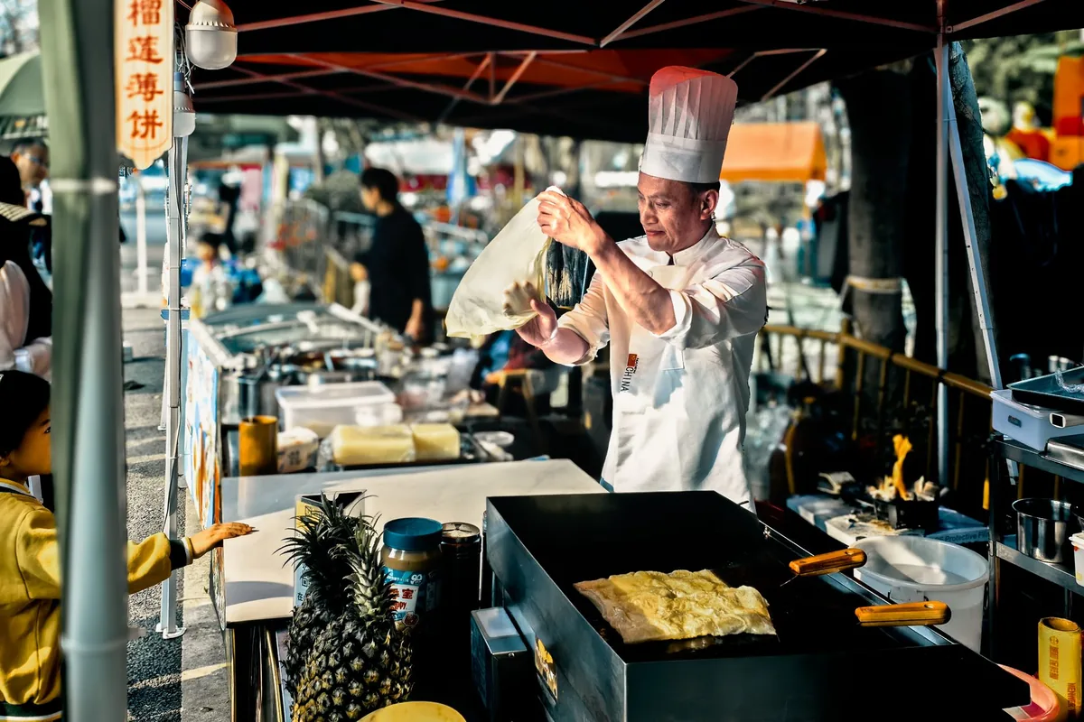 A street food crepe stall
