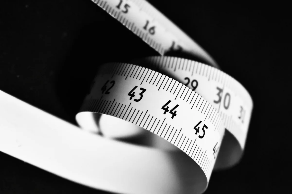 A tape measure extended