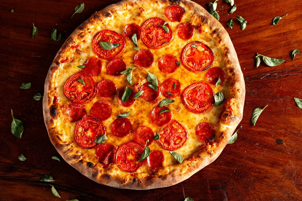 A whole pepperoni pizza