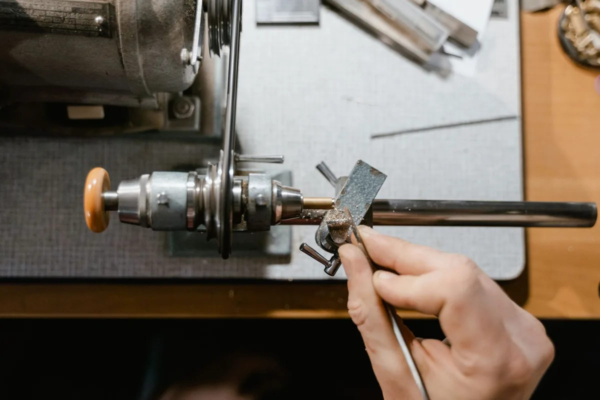 A workshop bench in use
