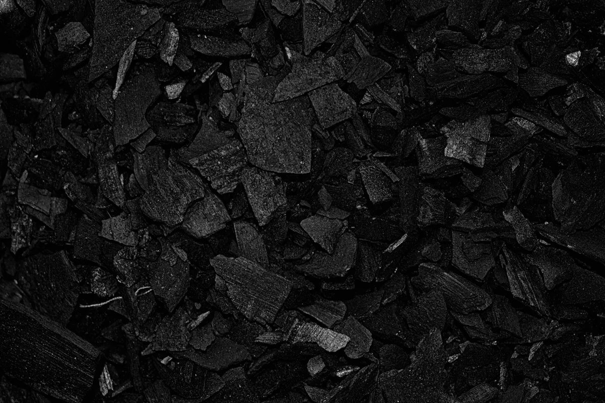 Activated charcoal granules in close detail