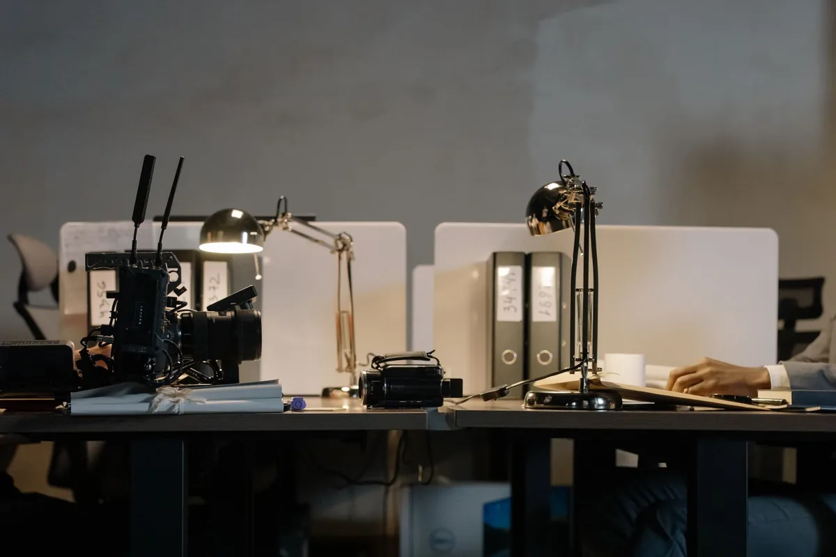 An evening desk scene