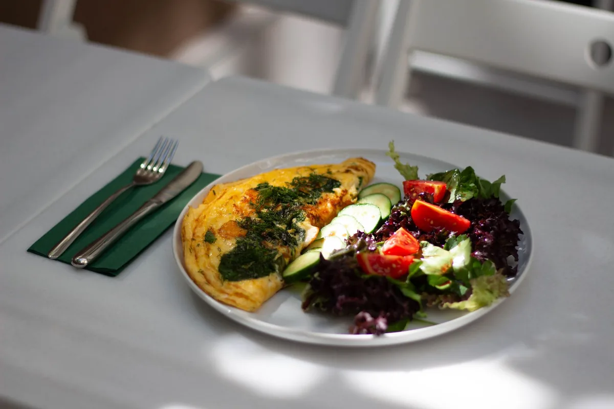 An omelette folded on a plate