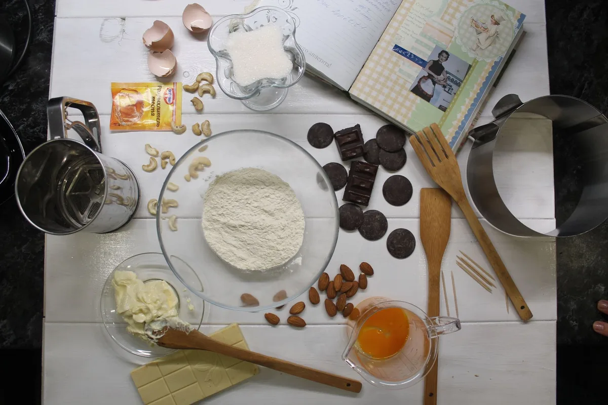 Baking ingredients laid out