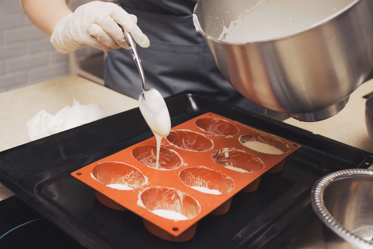 Batter poured onto a plate