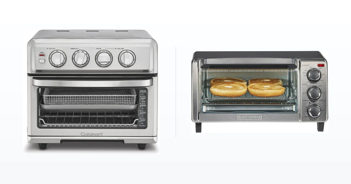 Cuisinart air fryer toaster oven beside a BLACK and DECKER toaster oven