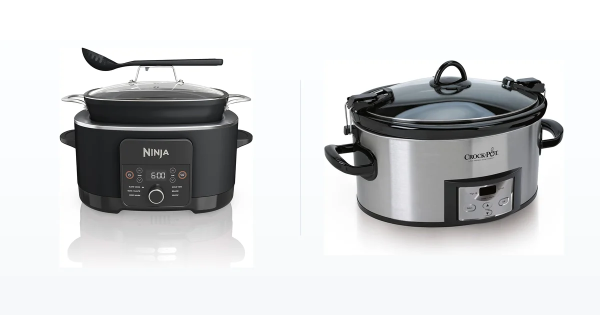 Ninja PossibleCooker multi cooker beside a Crock-Pot Cook and Carry slow cooker