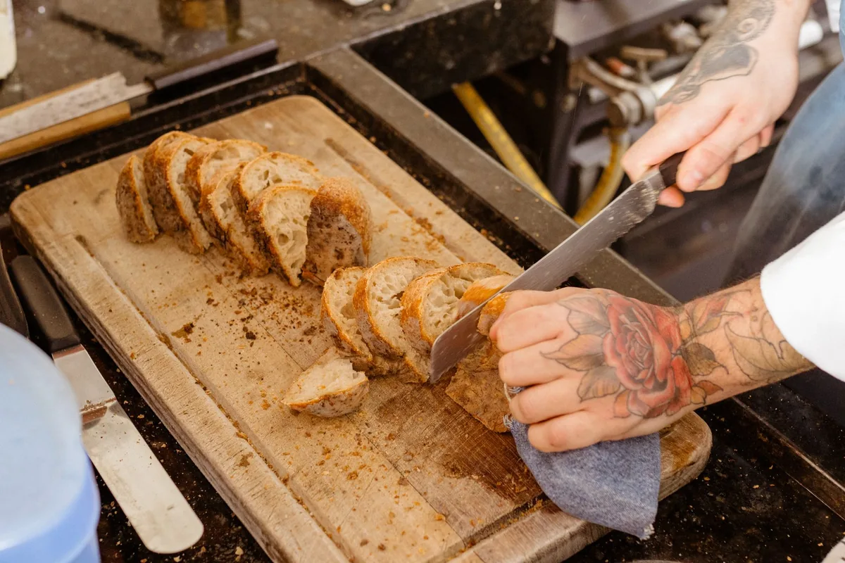 Bread in a toaster slot