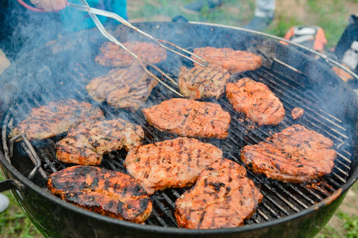 Checking temperature on a grill