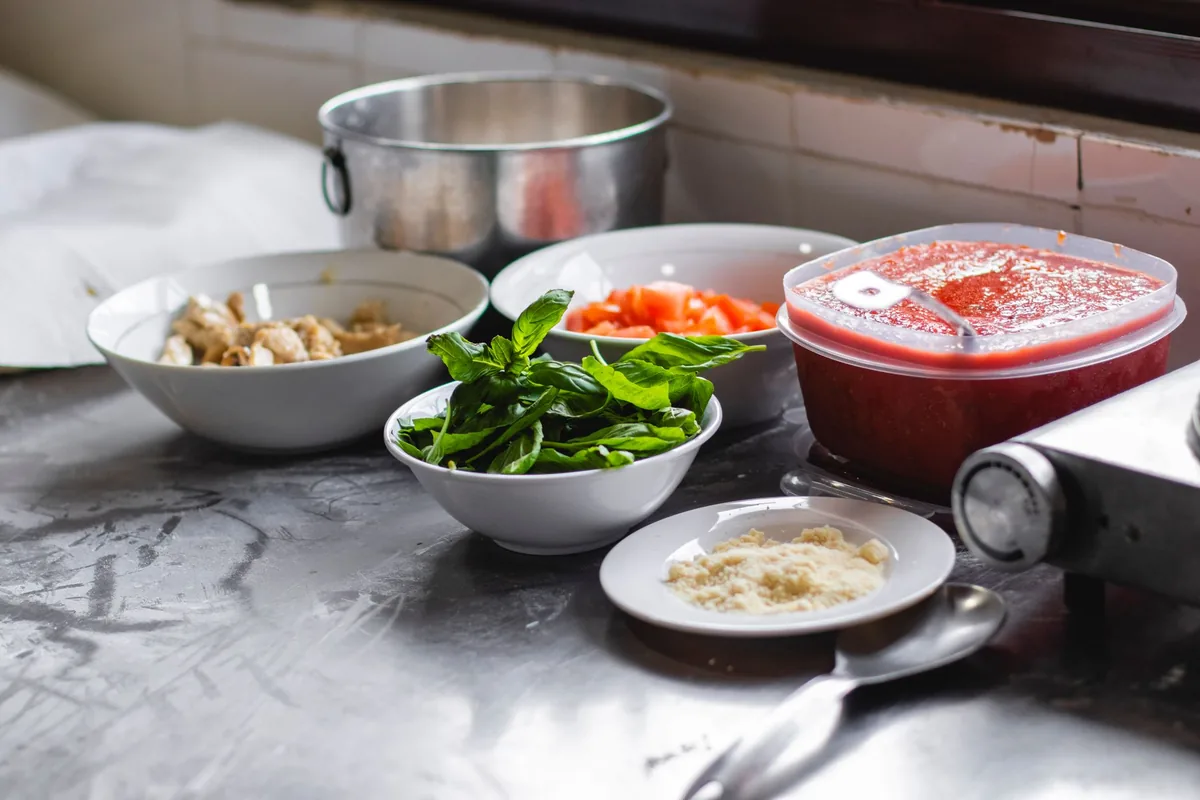 Chopped vegetables ready for the wok