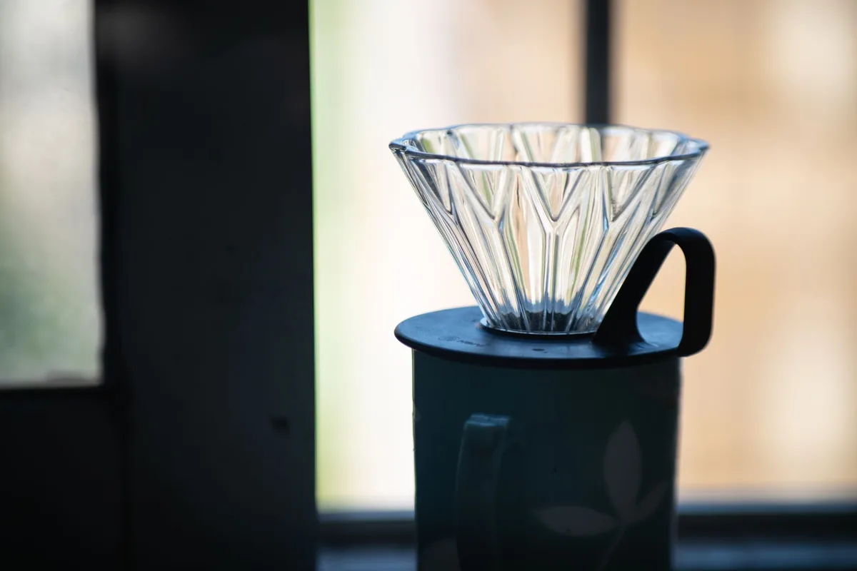 Coffee blooming in a dripper