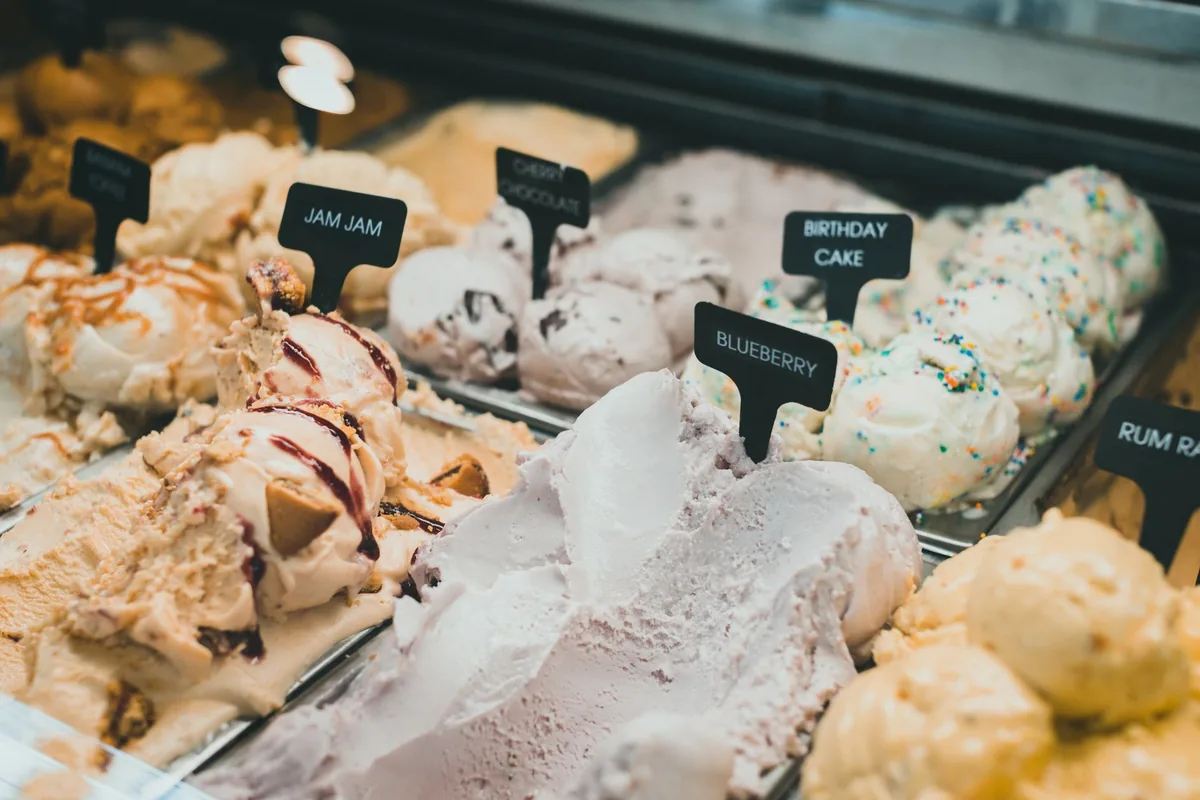 A colourful selection of ice creams