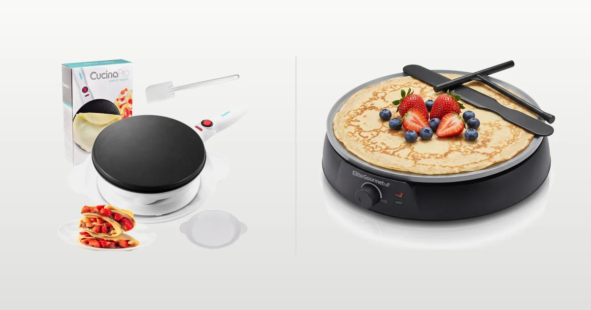 CucinaPro cordless dip plate and Elite Gourmet flat griddle crepe makers compared