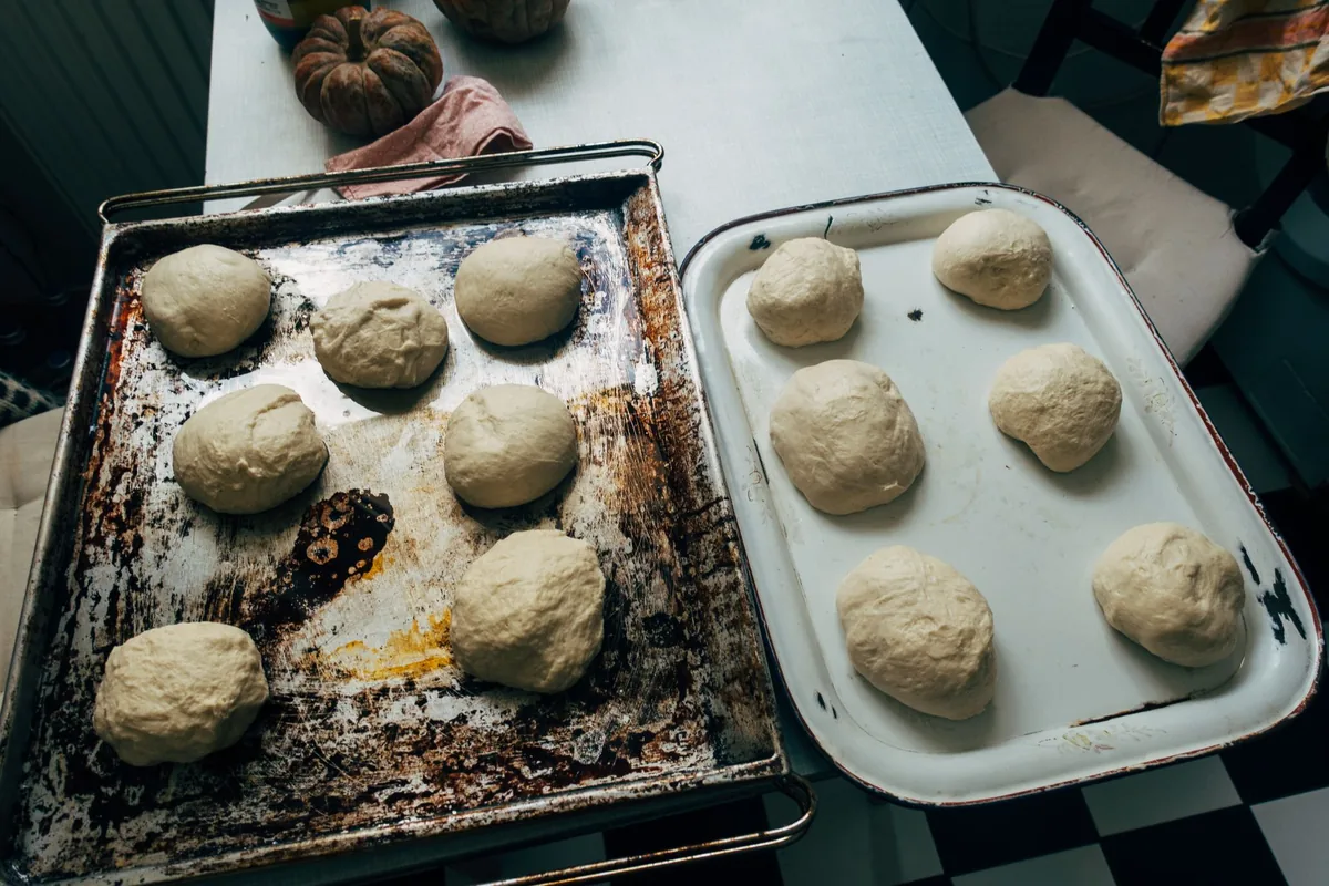 Dough balls in a tray
