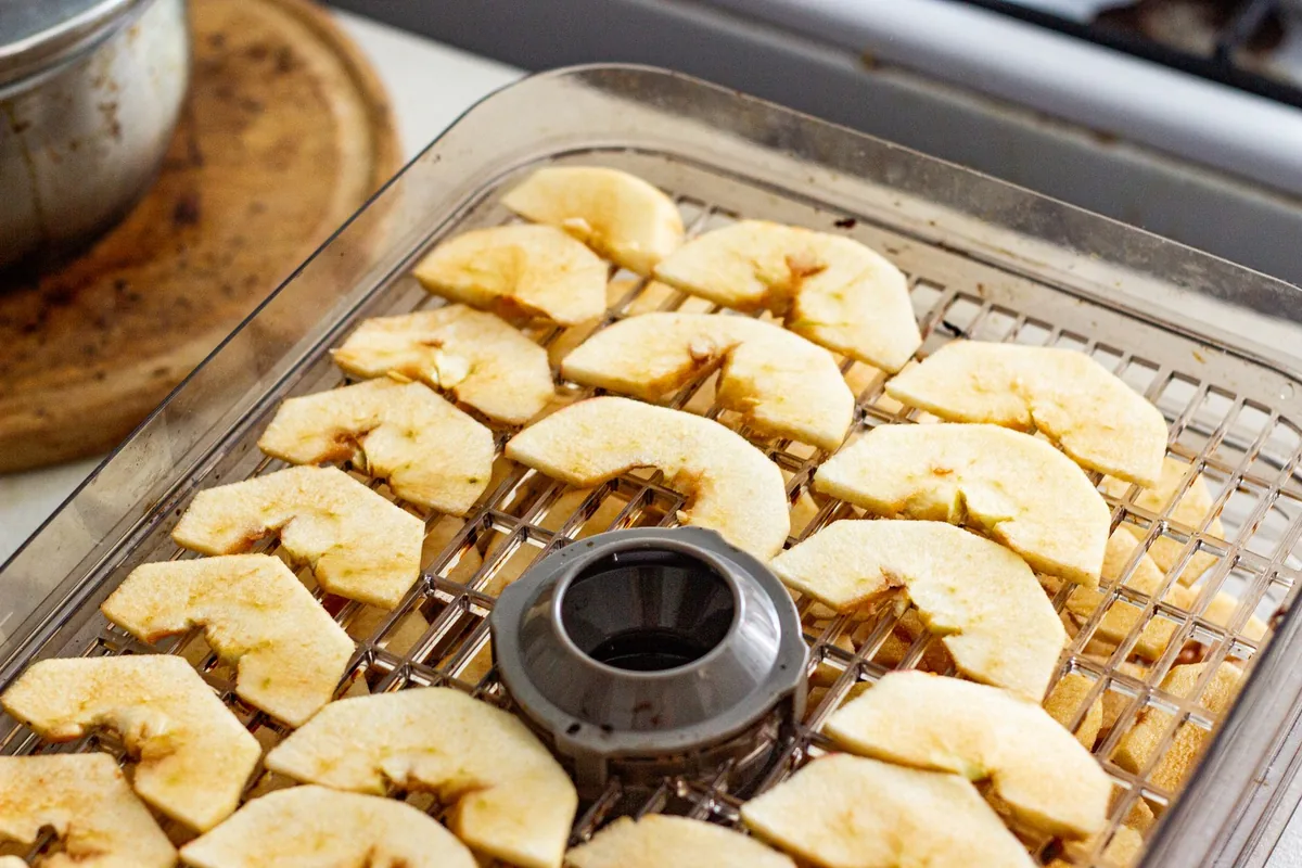 Dried apple rings in a bowl