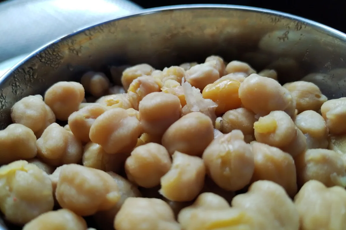 Dried chickpeas soaking in water