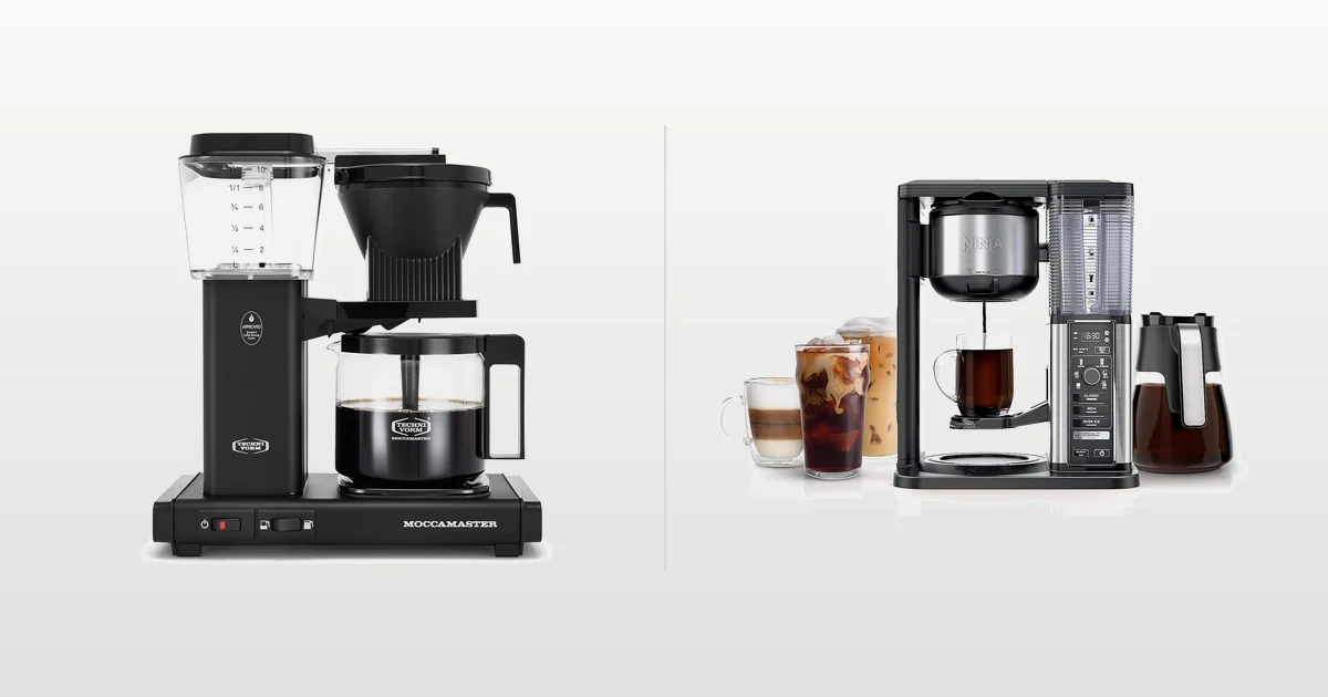 Moccamaster and Ninja drip coffee makers compared side by side