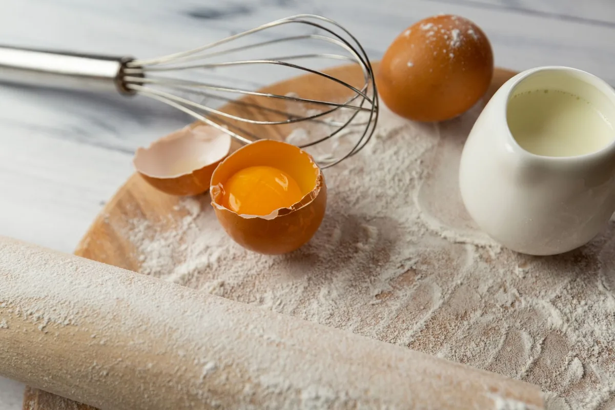 Eggs, flour and milk