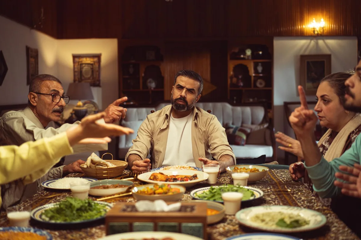 A family gathered around a dinner table